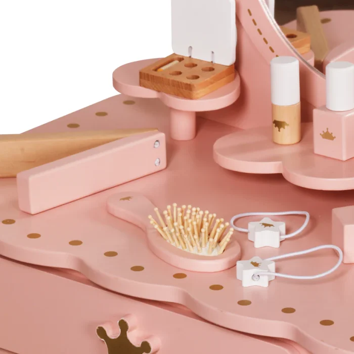 Детска дървена тоалетка с огледало в розово - Image 3