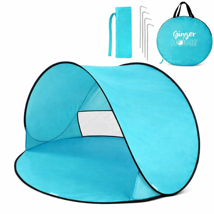 Детска Pop-Up Палатка за Игра GINGER HOME с UV Защита 50+ – Кръгла, Лека и Сгъваема, за Плаж и Градина, 150×150×90 см - Image 3