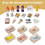 Дървен детски магазин и театър 2 в 1 GINGER HOME - включени играчки