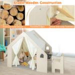 Детска Дървена Къща за Игра 6 в 1 GINGER HOME – Стол, Маса, Черна Дъска, Органайзер, Тента и Мека Подложка - Image 10