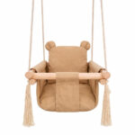 Детска Дървена Люлка Мече GINGER HOME – Мека Памучна Седалка, до 30 кг, 28×28×196 см - Image 2