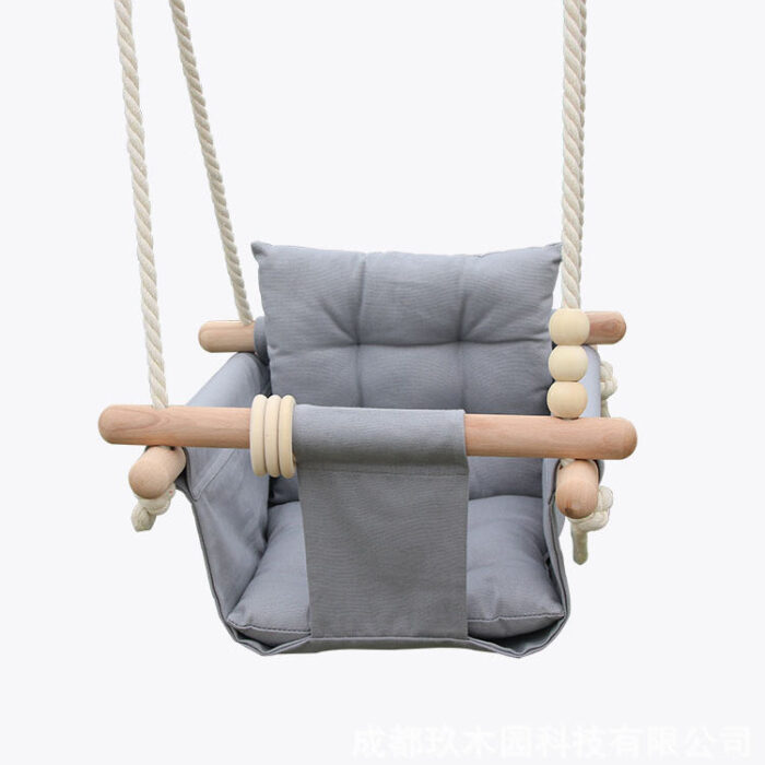 Детска Дървена Люлка GINGER HOME Scandi – Мека Памучна Седалка с Облегалка, 28×28×196 см - Image 3