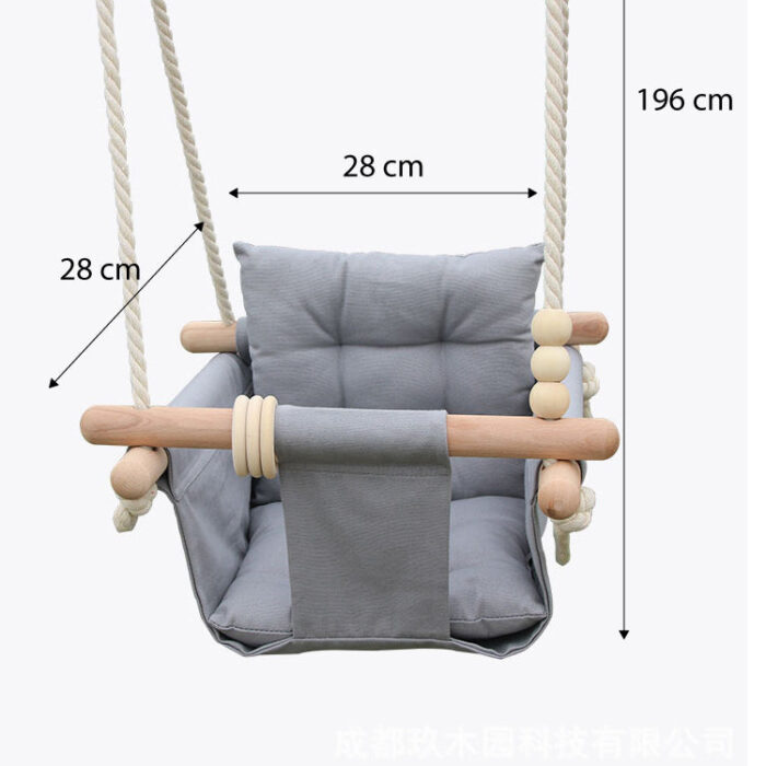 Детска Дървена Люлка GINGER HOME Scandi – Мека Памучна Седалка с Облегалка, 28×28×196 см - Image 11