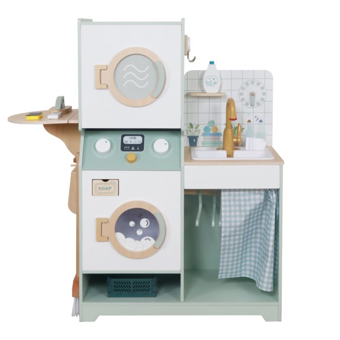 Детска дървена пералня 3 в 1 с мивка с течаща вода и сушилня GINGER HOME - Image 1