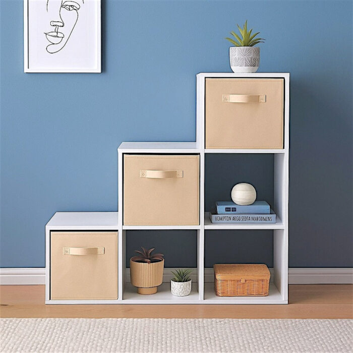 Детска Етажерка, Органайзер за Играчки, GINGER HOME с 6 Отделения и Текстилни Кутии, Бяла, Монтесори Мебел - Image 15