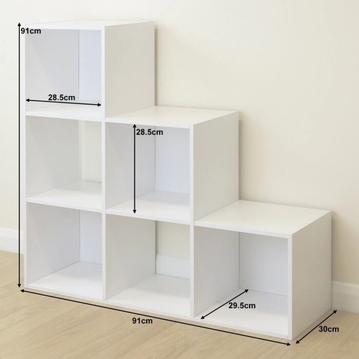 Детска Етажерка, Органайзер за Играчки, GINGER HOME с 6 Отделения и Текстилни Кутии, Бяла, Монтесори Мебел - Image 8