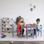 Детска Маса с 4 Столчета GINGER HOME – Дървена Детска Маса за Игра и Учене, Сив Комплект 66×56×48 см - Image 7