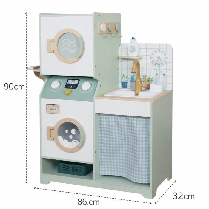 Детска дървена пералня 3 в 1 с мивка с течаща вода и сушилня GINGER HOME - Image 13