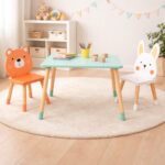 Детска Дървена Маса с 2 Столчета GINGER HOME – Мече и Зайче, Комплект за Игра и Учене - Image 8