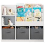 Детски Органайзер GINGER HOME, Етажерка с Рафтове за Играчки и Книги, 3 Текстилни Кутии, Дървен, Бял, 92x30x80 см, Монтесори - Image 13