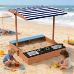 Детски Дървен Пясъчник 3в1 с Кухня, Пейка и Сенник с UV Защита GINGER HOME – Игра на Открито (110x114x110 см) - Image 10