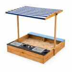 Детски Дървен Пясъчник 3в1 с Кухня, Пейка и Сенник с UV Защита GINGER HOME – Игра на Открито (110x114x110 см) - Image 2