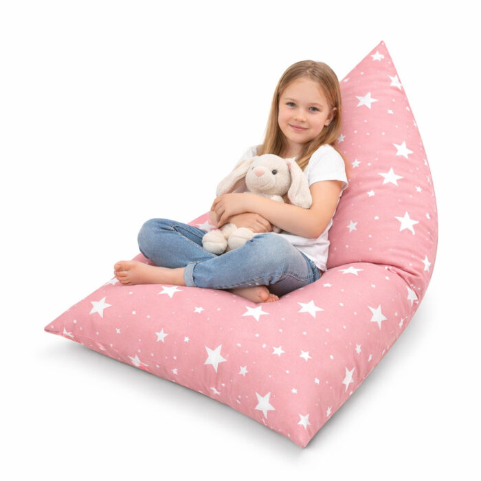 Детски Пуф Лежанка GINGER HOME Little Stars, 100% Памук, Розов Барбарон със Звезди, 127x81x76 см - Image 11