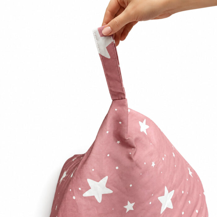 Детски Пуф Лежанка GINGER HOME Little Stars, 100% Памук, Розов Барбарон със Звезди, 127x81x76 см - Image 8