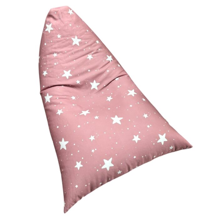 Детски Пуф Лежанка GINGER HOME Little Stars, 100% Памук, Розов Барбарон със Звезди, 127x81x76 см - Image 1
