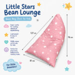 Детски Пуф Лежанка GINGER HOME Little Stars, 100% Памук, Розов Барбарон със Звезди, 127x81x76 см - Image 10