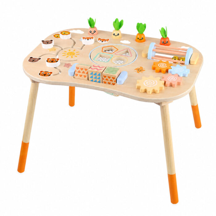 Детска Активна Маса GINGER HOME, Монтесори Център за игра 6 в 1, Масивно Дърво, 46x30.5x43.5 см - Image 2
