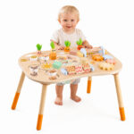 Детска Активна Маса GINGER HOME, Монтесори Център за игра 6 в 1, Масивно Дърво, 46x30.5x43.5 см - Image 3