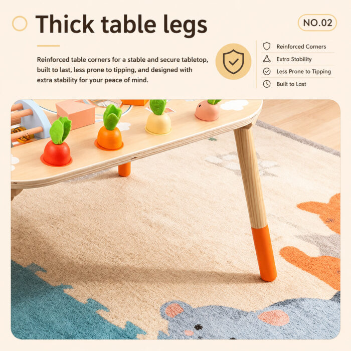 Детска Активна Маса GINGER HOME, Монтесори Център за игра 6 в 1, Масивно Дърво, 46x30.5x43.5 см - Image 6