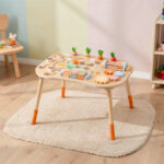 Детска Активна Маса GINGER HOME, Монтесори Център за игра 6 в 1, Масивно Дърво, 46x30.5x43.5 см - Image 10