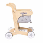 Детска Дървена Проходилка GINGER HOME, Количка за Пазаруване с Кош, Играчка за Бутане, Монтесори, 52 см - Image 2