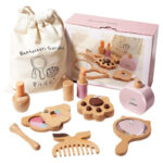Детски Дървен Козметичен Комплект GINGER HOME, Гримове за Ролева Игра, Чантичка, Монтесори - Image 11