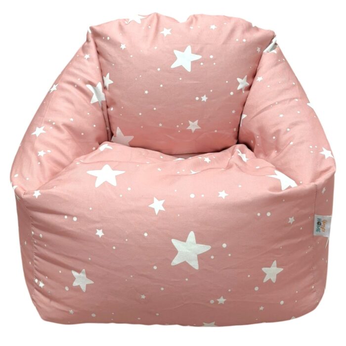 Детски пуф кресло GINGER HOME Little Stars – Розов барбарон със звезди - Image 1