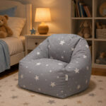 Детски пуф кресло GINGER HOME Little Stars – Сив барбарон със звезди - Image 10