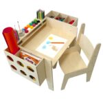 Детско дървено бюро GINGER HOME с регулируемо столче и органайзер
