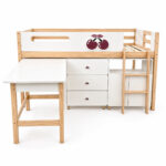 Детско Комбинирано Легло GINGER HOME CHERRY с Бюро, Скрин, Шкаф и Подматрачна Рамка, 90x200 см - Image 4