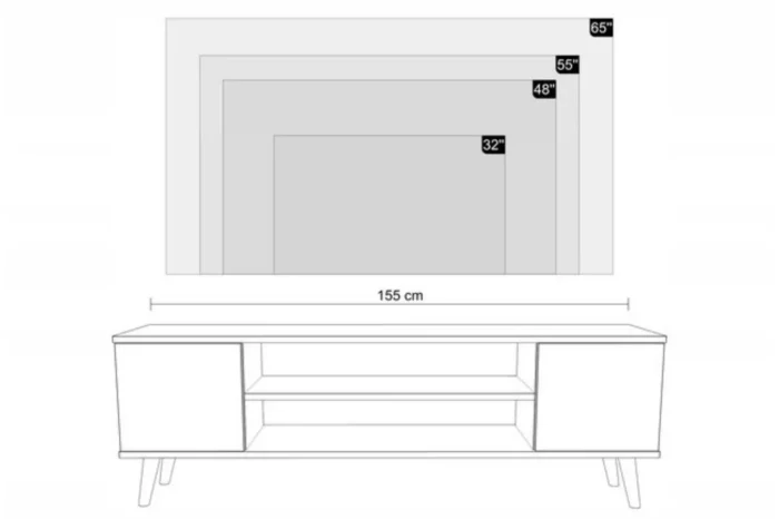 ТВ шкаф Focus с дървени крака 155 см (артисан + бяло) - Image 5