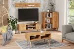 ТВ шкаф Focus с дървени крака 155 см (златен дъб крафт) - Image 3