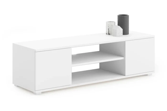 ТВ шкаф Focus с пластмасови крака 155 см бял - Image 1