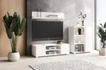 ТВ шкаф Focus с пластмасови крака 155 см бял - Image 2