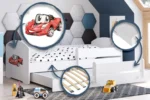 Детско двойно легло LUK II 160 x 80 с 2 матрака и различни мотиви (red auto) - Image 2