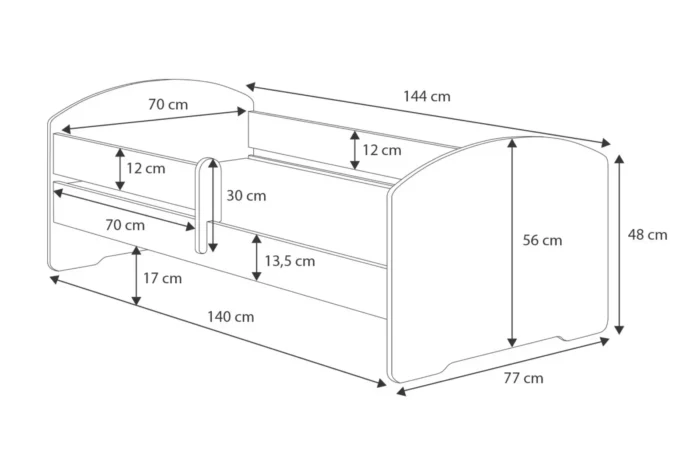 Детско легло Luk с парапет и различни мотиви (140 х 70 см, plane) - Image 4