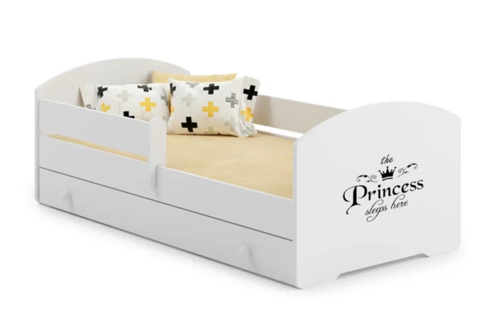 Детско легло Luk с парапет и чекмедже с различни мотиви (140 х 70 см, princess) - Image 1
