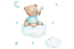 Детско легло Luk с парапет и чекмедже с различни мотиви (160 х 80 см, blue bear) - Image 3